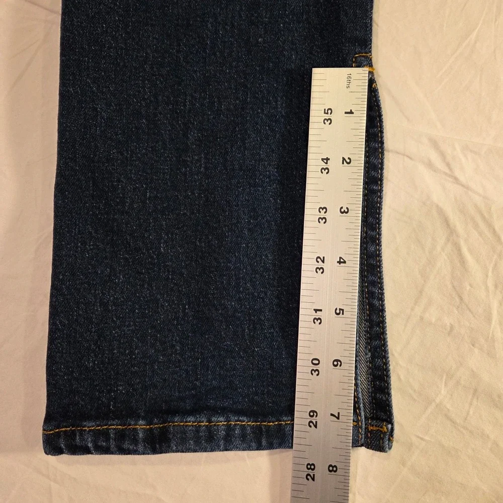Pilcro Straight Leg High Waist Jeans Ankle Slit, Size 29, Dark Wash Denim